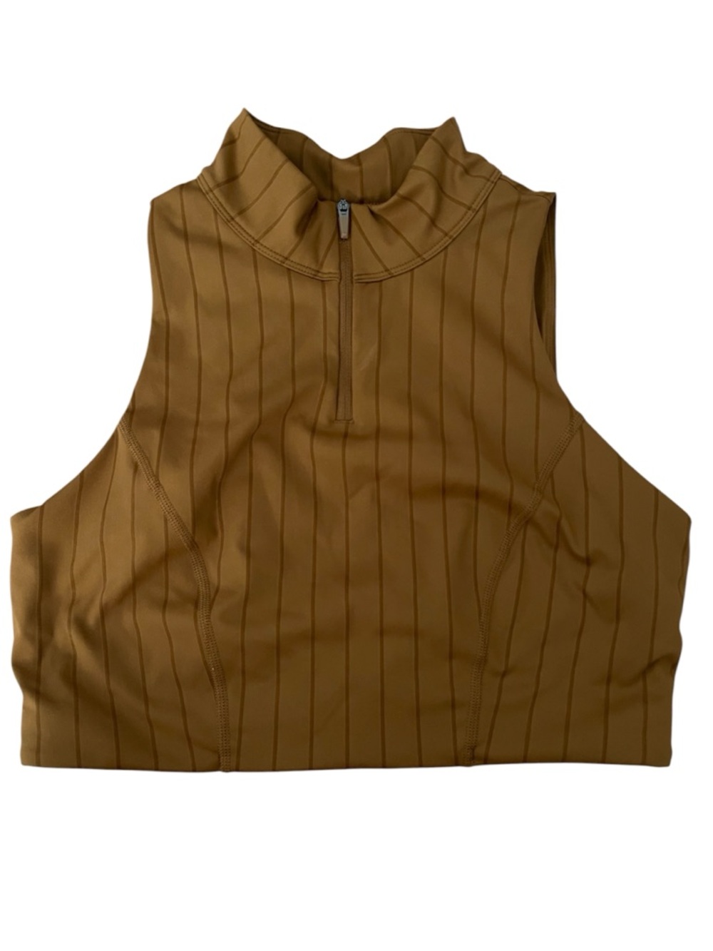 JoyLab Brown Ribbed Sleeveless Half-Zip Crop Top